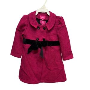 NWT Pinky Girls 3T Pink Coat Black Velvet Dress 2 Piece Holiday Outfit